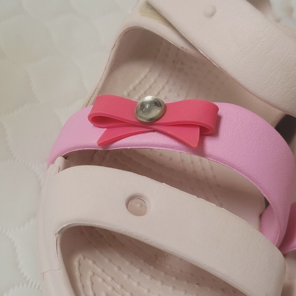 Crocs Keeley Charm Sandals Girl Size C13 Water Pink Bow Shoes Sandals - Picture 3 of 11